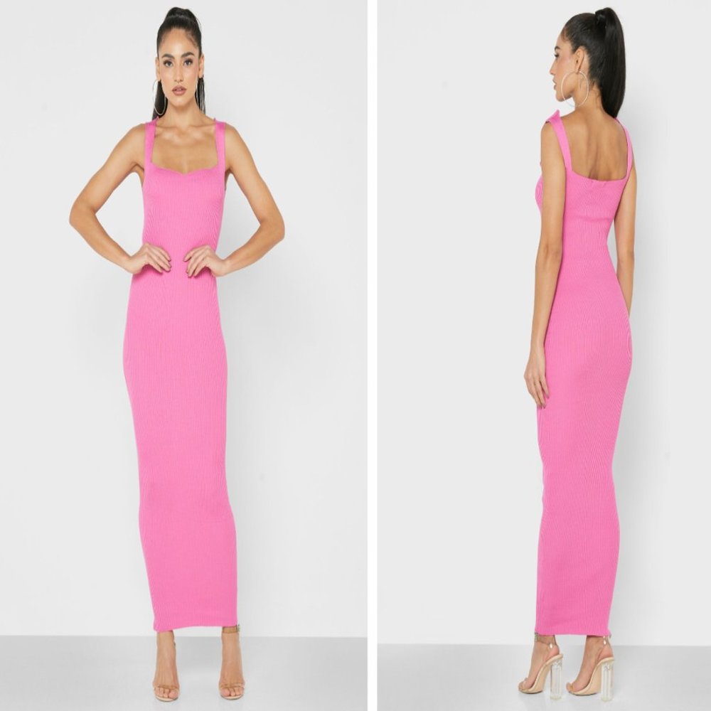 MISSGUIDED - Pink Sweetheart Neckline maxi dress